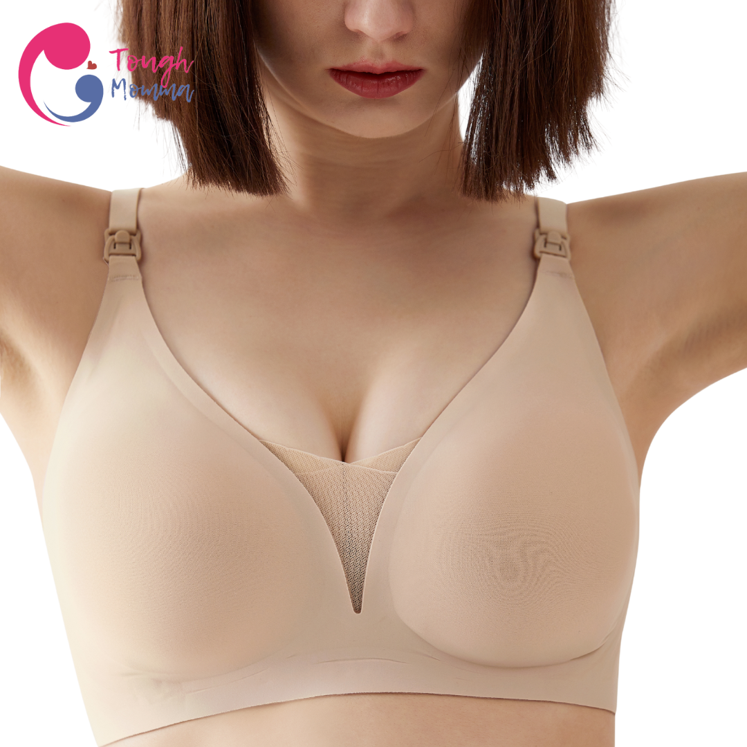 SLIGHTLY DAMAGED/STAINED ToughMomma Fiorella Premium Quality Seamless  Wireless Ice Silk Nursing Bra