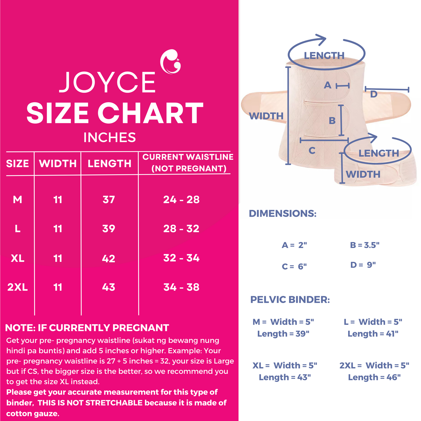 SLIGHTLY DAMAGED/STAINED ToughMomma Amazing Joyce 3-in-1 Postpartum Cotton Binder + Pelvic