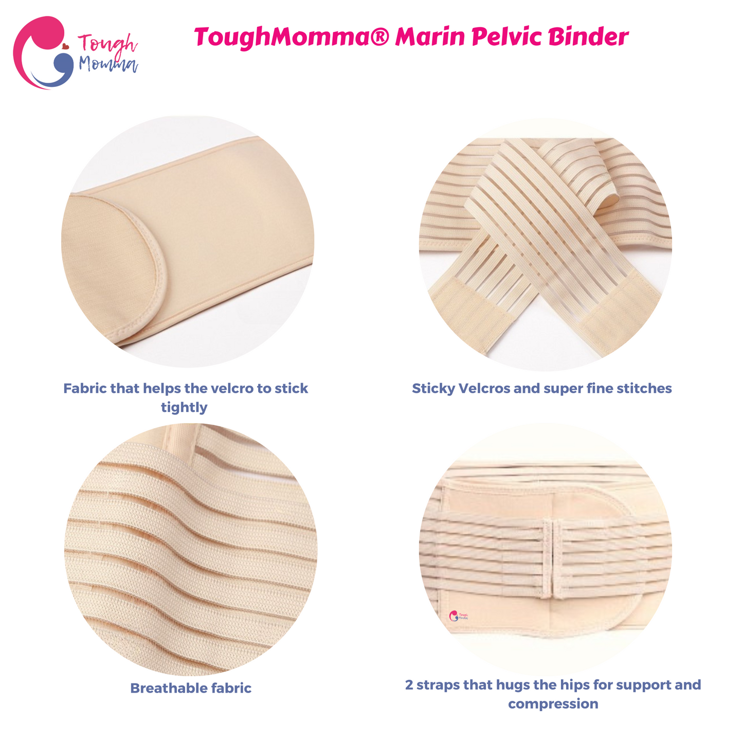 SLIGHTLY DAMAGED ToughMomma Marin Pelvic Support Binder