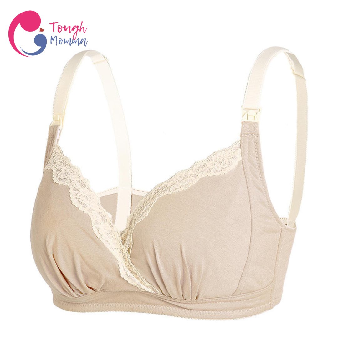 SLIGHTLY DAMAGED ToughMomma  Lacey Crossover Cotton Wireless Nursing Bra