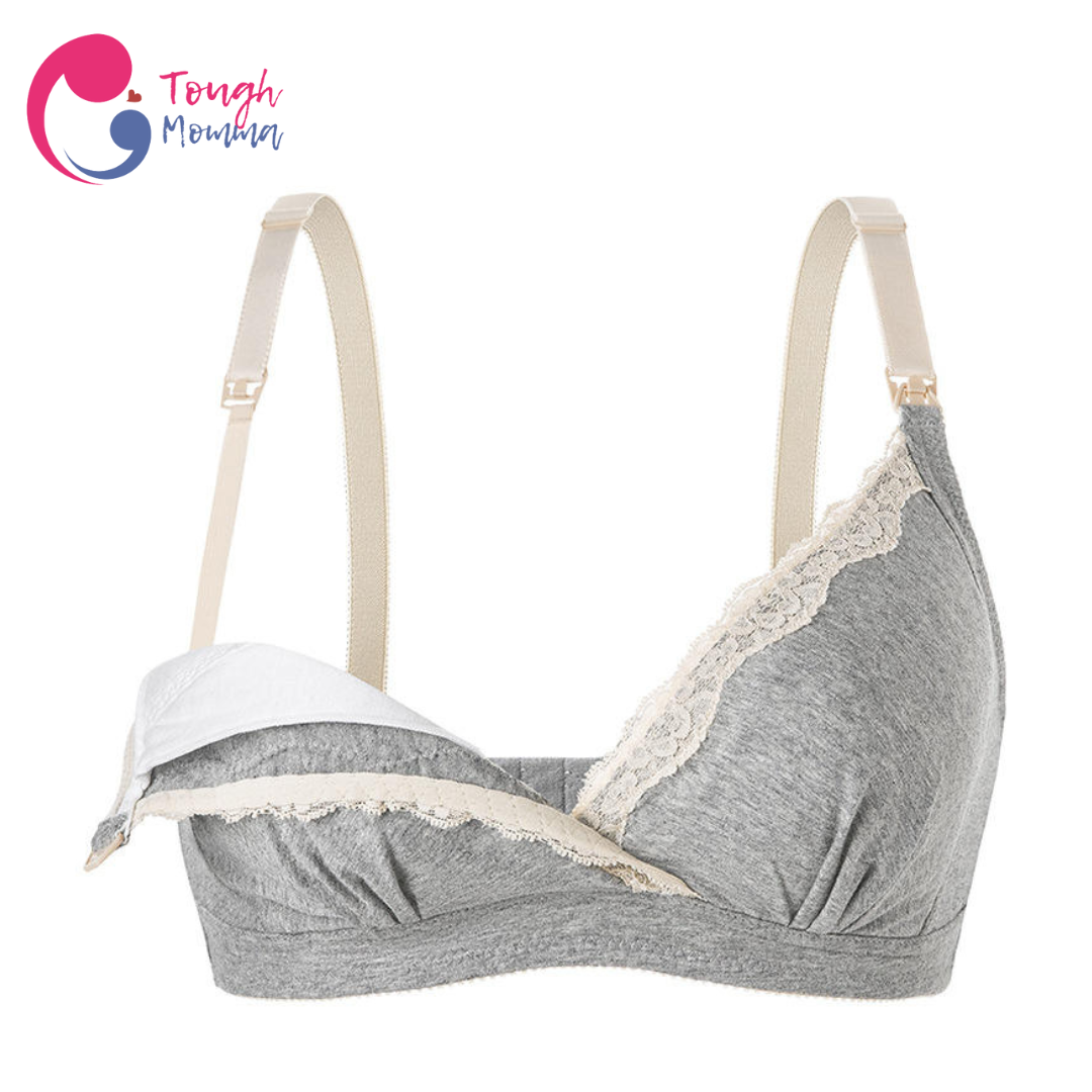 SLIGHTLY DAMAGED ToughMomma  Lacey Crossover Cotton Wireless Nursing Bra