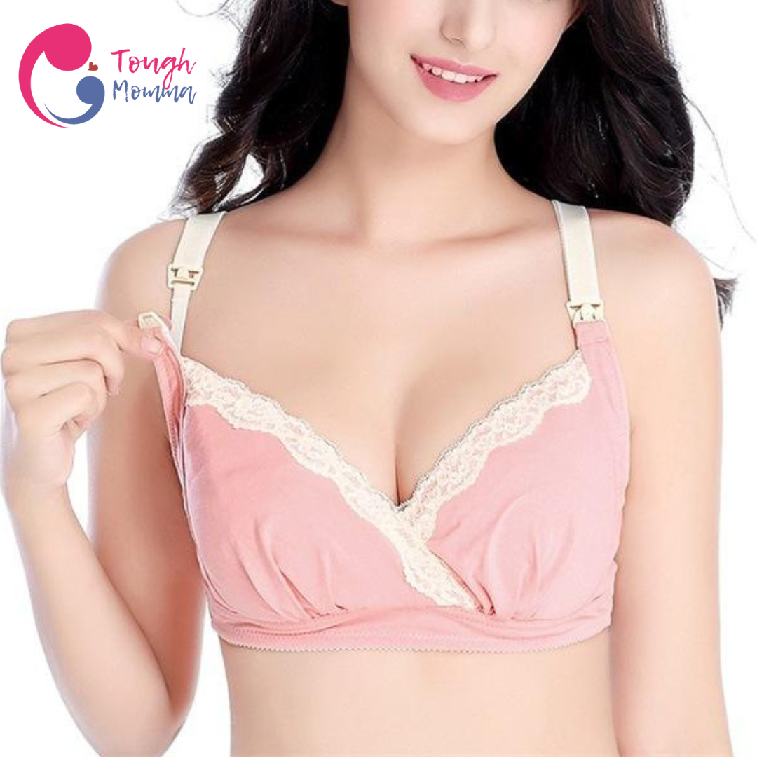 SLIGHTLY DAMAGED ToughMomma  Lacey Crossover Cotton Wireless Nursing Bra