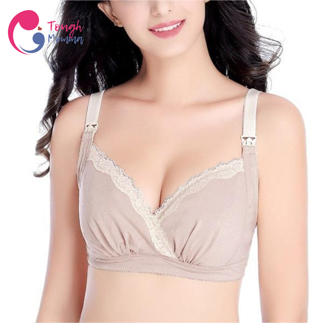 SLIGHTLY DAMAGED ToughMomma  Lacey Crossover Cotton Wireless Nursing Bra