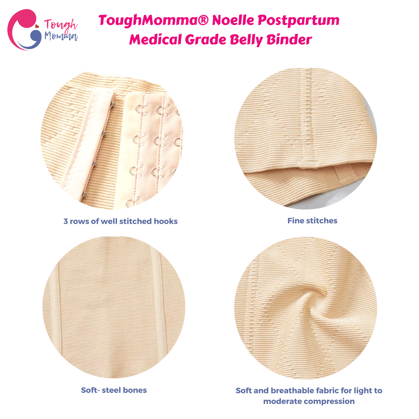 ToughMomma Noelle 2in1 Postpartum Medical Grade Recovery Binder Waist Cincher